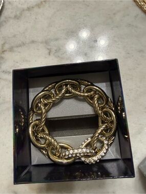 Macy's Gold-Tone Link Bracelet with Crystal Accent